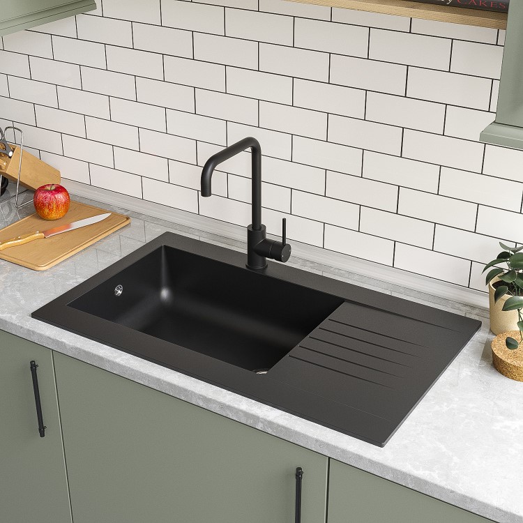 Single Bowl Black Amelia  Sink & Elwood Black Tap