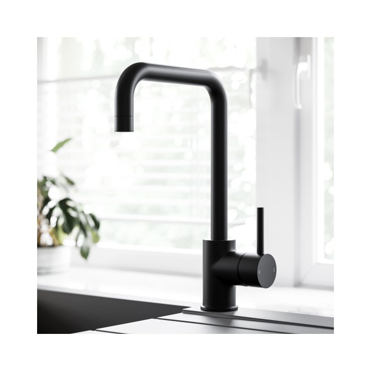 1 Bowl Black Reversible Composite Inset Kitchen Sink with Mixer Tap Set - Essence