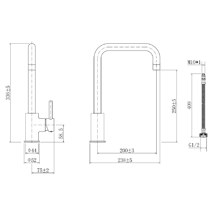 Single Bowl Black Amelia  Sink & Elwood Black Tap