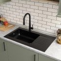 BeBa_26200 Single Bowl Inset Black Composite Kitchen Sink with Reversible Drainer - Essence Amelia
