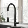 1.5 Bowl Black Reversible Composite Inset Kitchen Sink with Pull Out Kitchen Mixer Tap Set - Essence