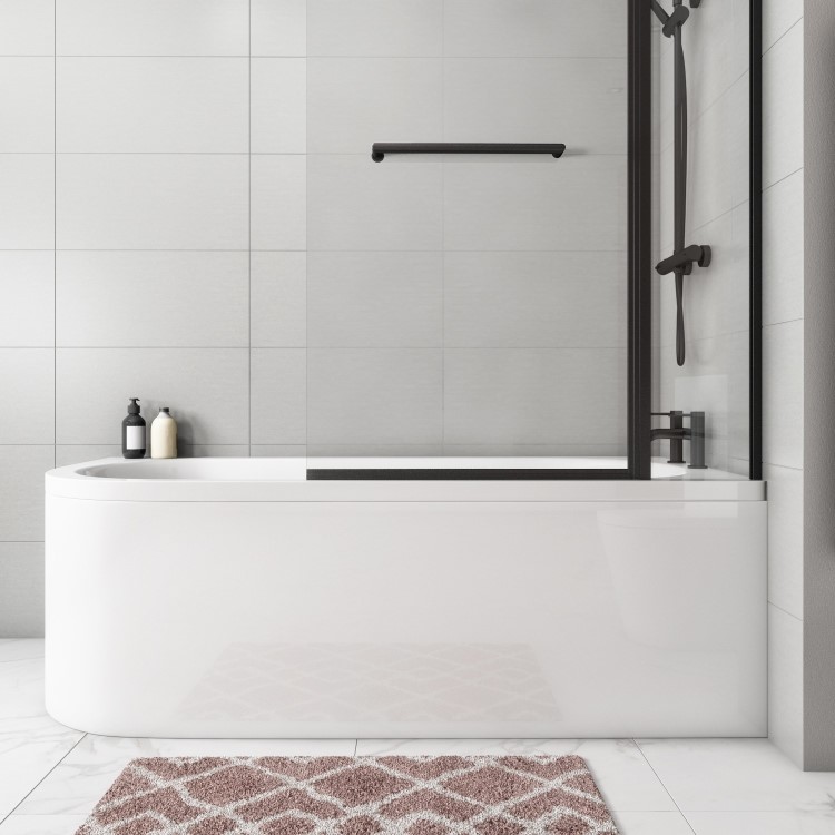 Grade A1 - Jersey J Shaped Right Hand Bath with Bath Panel - 1700mm x 750mm