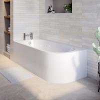 Grade A2 - Jersey J Shaped Left Hand Bath with Bath Panel - 1700mm x 750mm
