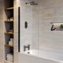 Freestanding Shower Bath Single Ended Right Hand Corner with Black Bath Screen 1650 x 800mm - Amaro