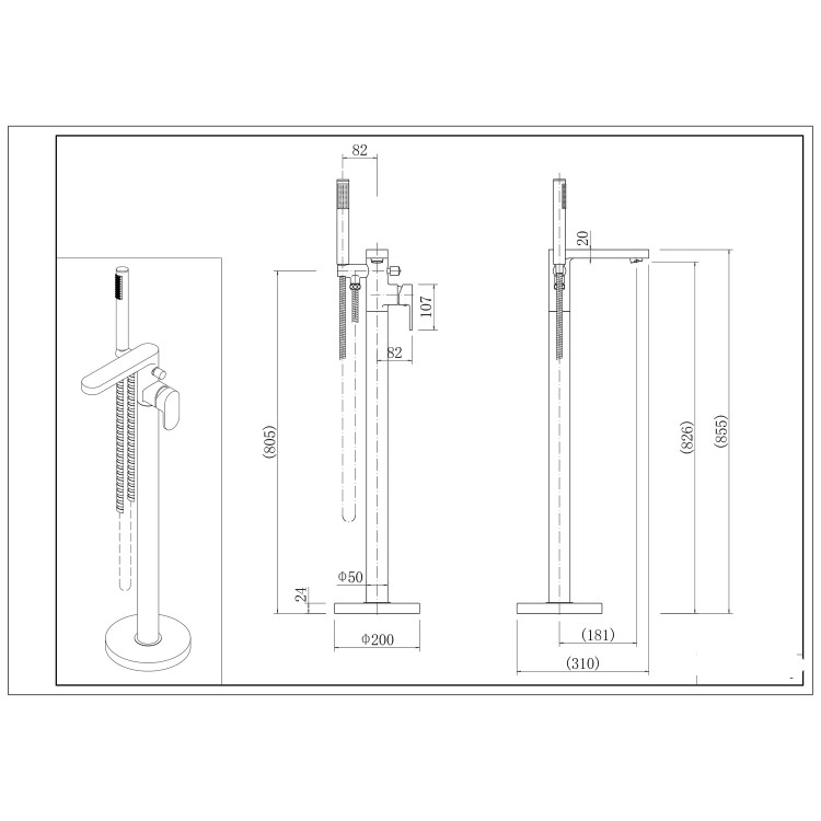 Como Freestanding Bath Shower and Basin Tap Pack