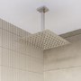 200mm Chrome Ultra Slim Square Rainfall Shower Head with Ceiling Arm