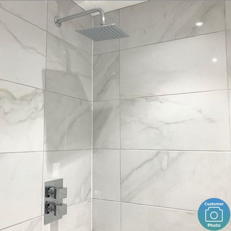 Chrome 1 Outlet Wall Mounted Thermostatic Mixer Shower Set - Cube