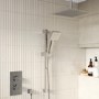 Chrome 2 Outlet  Ceiling Mounted Thermostatic Mixer Shower Set with Hand Shower - Cube