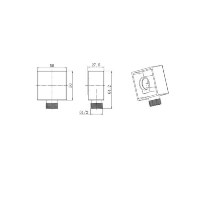 Chrome 2 Outlet  Ceiling Mounted Thermostatic Mixer Shower Set with Hand Shower - Cube