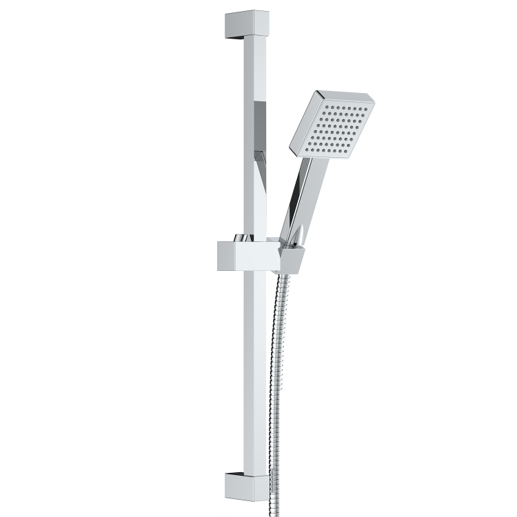 Chrome 2 Outlet  Ceiling Mounted Thermostatic Mixer Shower Set with Hand Shower - Cube