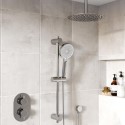 BUN/BeBa_26810/77560 Chrome 2 Outlet  Ceiling  Mounted Thermostatic Mixer Shower Set with Hand Shower - Flow