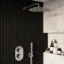 Chrome Dual Outlet Wall Mounted Thermostatic Mixer Shower Set With Hand Shower - Arissa