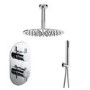 Chrome 2 Outlet  Ceiling Mounted Thermostatic Mixer Shower Set With Hand Shower - Arissa