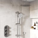 BUN/BeBa_26813/77949 Chrome 2 Outlet  Ceiling Mounted Thermostatic Mixer Shower Set with Hand Shower - Flow