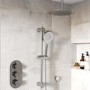 Chrome 2 Outlet  Ceiling Mounted Thermostatic Mixer Shower Set with Hand Shower - Flow