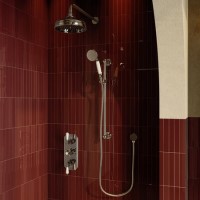 Chrome 2 Outlet Wall Mounted Thermostatic Mixer Shower Set with Hand Shower - Cambridge