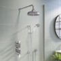 Chrome 2 Outlet  Wall Mounted Thermostatic Mixer Shower Set with Hand Shower - Cambridge