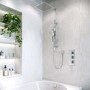 Chrome Dual Outlet Wall Mounted Thermostatic Mixer Shower  with Hand Shower & Overflow Bath Filler - Cube