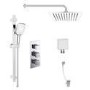 Chrome Dual Outlet Wall Mounted Thermostatic Mixer Shower  with Hand Shower & Overflow Bath Filler - Cube