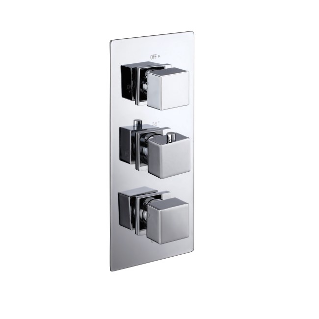 Cube square triple shower valve with diverter - 3 outlets