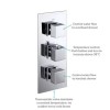 Chrome Dual Outlet Wall Mounted Thermostatic Mixer Shower  with Hand Shower &amp; Overflow Bath Filler - Cube