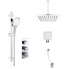 Chrome Dual Outlet Ceiling Mounted Thermostatic Mixer Shower  with Hand Shower &amp; Overflow Bath Filler - Cube