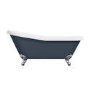 Blue Freestanding Single Ended Roll Top Slipper Bath with Chrome Feet 1615 x 690mm - Baxenden