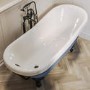 Blue Freestanding Single Ended Roll Top Slipper Bath with Black Feet 1615 x 690mm - Baxenden