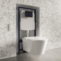 BUN/BeBa_26880/79585 Wall Hung Smart Bidet Japanese Toilet with 1160mm Frame Cistern and Black Sensor Flush Plate - Purificare