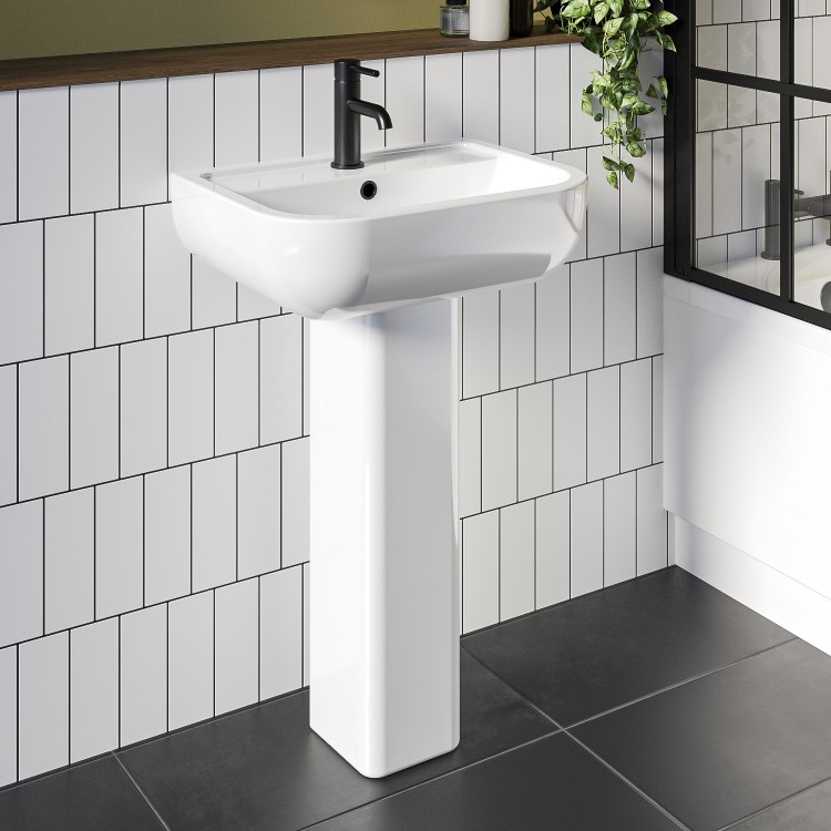 Grade A1 - Modern Pedestal Basin 550mm - Seren