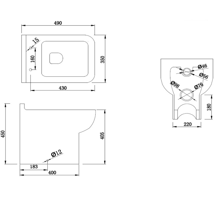 ONLY OPENED - Back to Wall Short Projection Rimless Toilet with Soft Close Seat - Seren