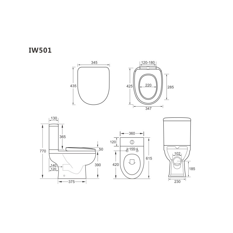 Grade A1 - Close Coupled Toilet with Soft Close Seat - Seren
