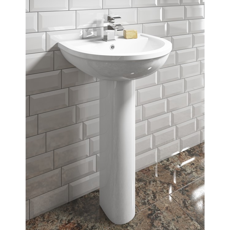 Grade A1 - Modern Pedestal Basin 550mm - Addison