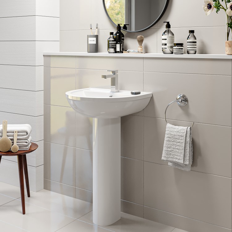 Grade A1 - Modern Pedestal Basin 550mm - Addison