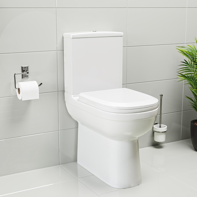 Grade A1 - Close Coupled Closed Back Toilet with Soft Close Seat - Addison