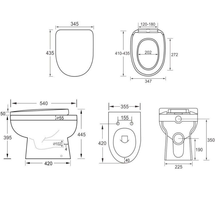 Grade A1 - Back to Wall Toilet with Soft Close Seat - Addison