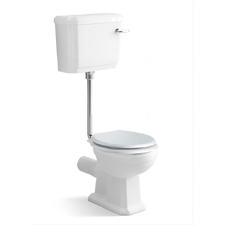 Close Coupled Traditional Low Level Short Projection Toilet with Wooden Soft Close Seat & Chrome Fittings - Park Royal