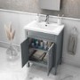 GRADE A1 - 600mm Grey Freestanding Vanity Unit with Sink - Avebury