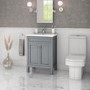 GRADE A1 - 600mm Grey Freestanding Vanity Unit with Sink - Avebury