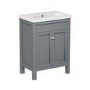 GRADE A1 - 600mm Grey Freestanding Vanity Unit with Sink - Avebury