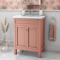 Grade A1 - 600mm Pink Freestanding Vanity Unit with Basin - Avebury