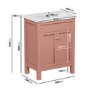Grade A1 - 600mm Pink Freestanding Vanity Unit with Basin - Avebury