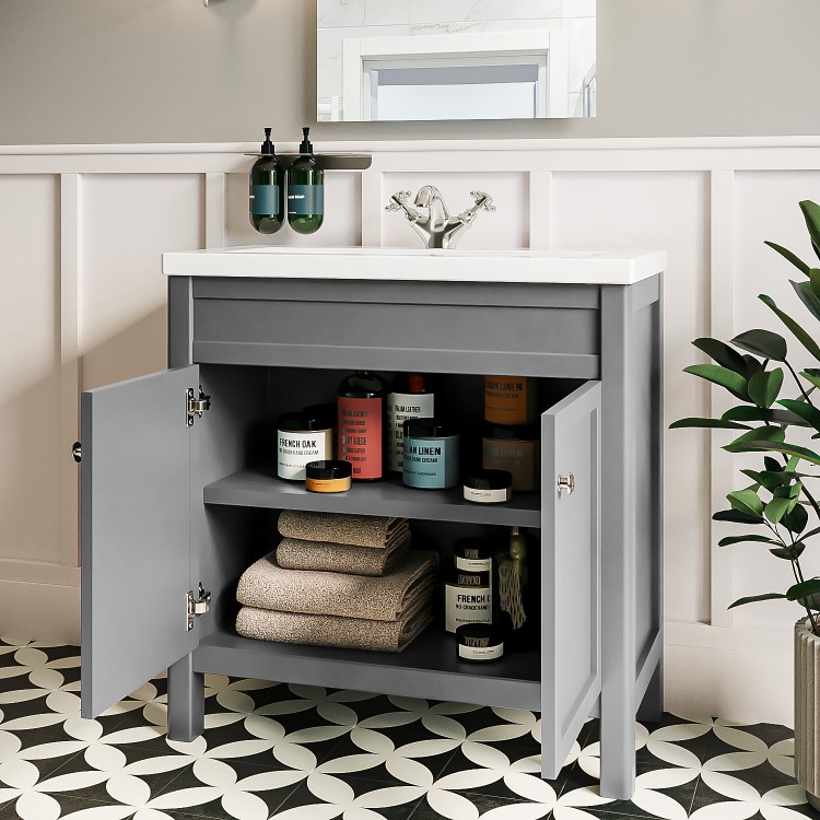 ONLY OPENED - Avebury 800mm Vanity Unit  & Basin - Matt Grey