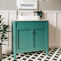 Grade A1 - 800mm Jewel Teal Freestanding Countertop Vanity Unit with Basin - Avebury 