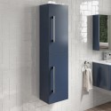 BUN/A2/BeBa_27060/90543 ALMOST PERFECT - Double Door Blue Wall Mounted Tall Bathroom Cabinet with Chrome Handles 350 x 1400mm - Ashford