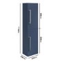 ONLY OPENED - Double Door Blue Wall Mounted Tall Bathroom Cabinet with Chrome Handles 350 x 1400mm - Ashford