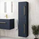 BUN/BeBa_27060/78322 Double Door Blue Wall Mounted Tall Bathroom Cabinet with Brass Handles 350 x 1400mm - Ashford
