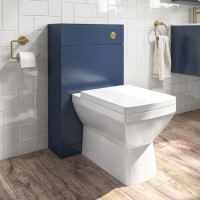 500mm Blue Back to Wall Toilet Unit with Cistern and Brass Fittings - Ashford