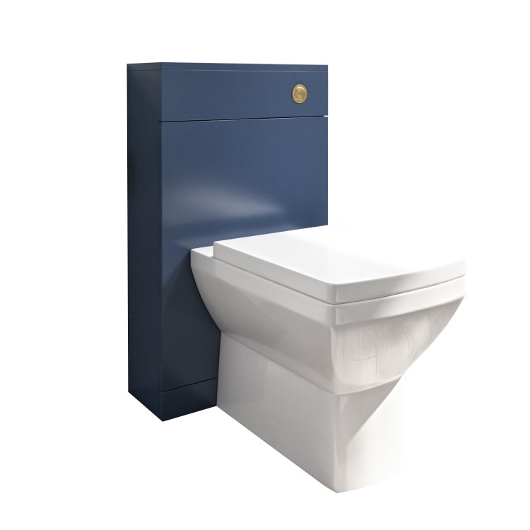 500mm Blue Back to Wall Toilet Unit with Cistern and Brass Fittings - Ashford