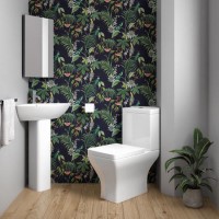 Grade A1 - Cloakroom Suite with Corner Pedestal Basin and Square Close Coupled Toilet
